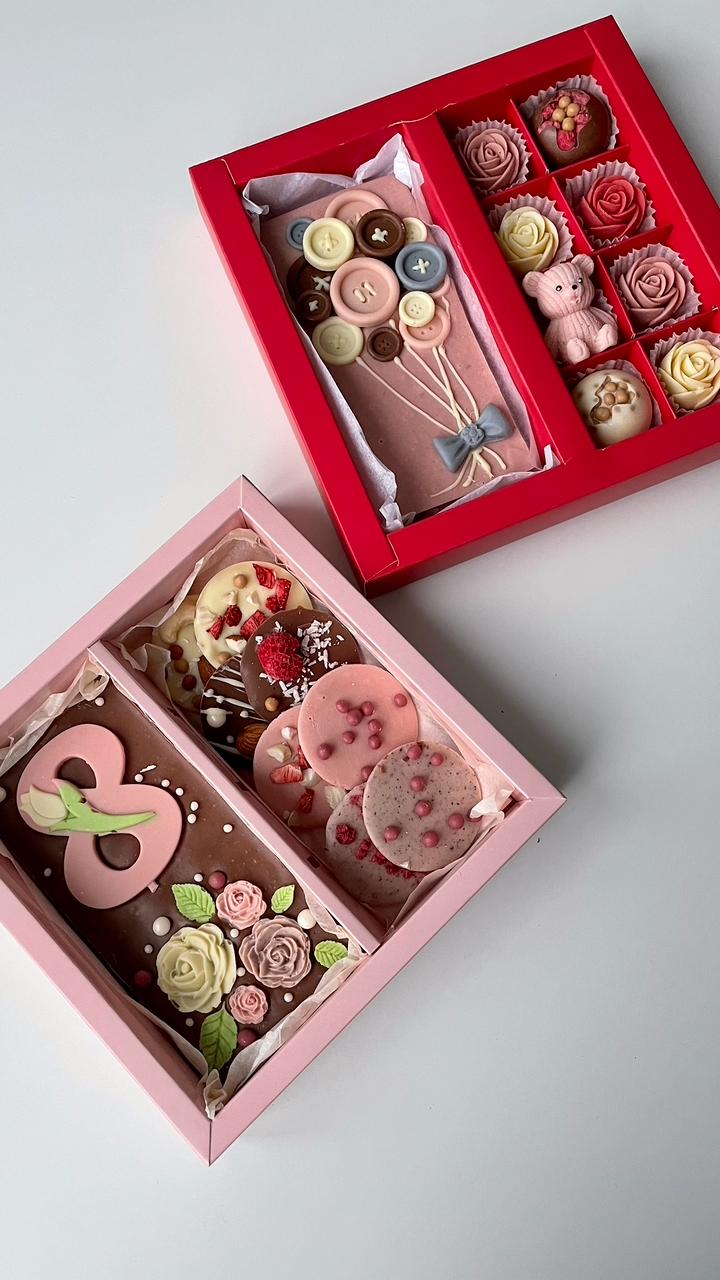 Коробка конфет 8 марта с плиткой