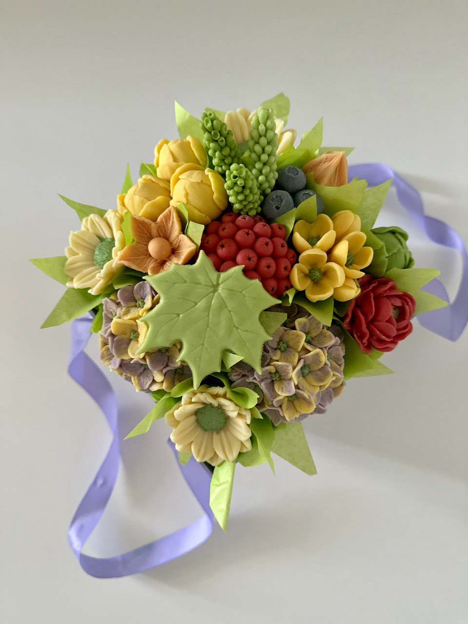 Осенний букет в шляпной коробке (в сумке)